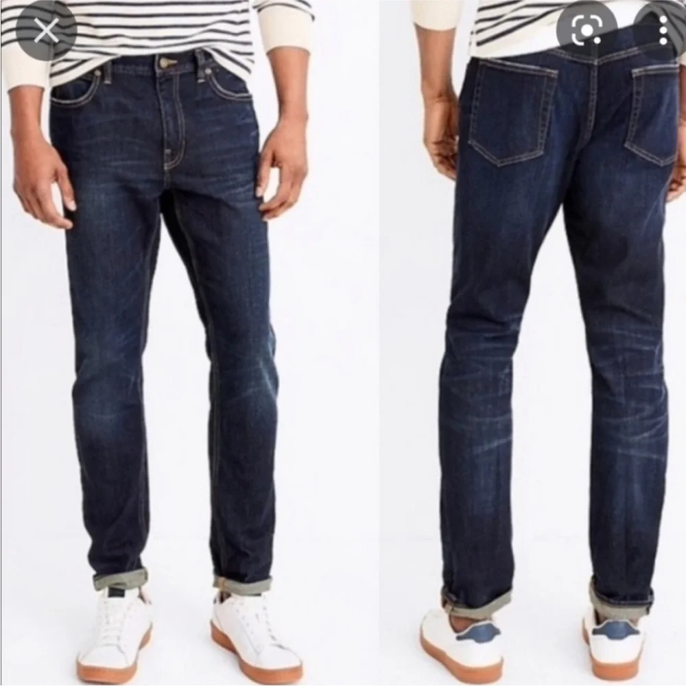 J. Crew Sutton Dark Wash 100% Cotton Jeans 33 x 32”